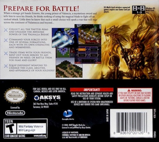 Hero's Saga - Laevatein Tactics — Box back