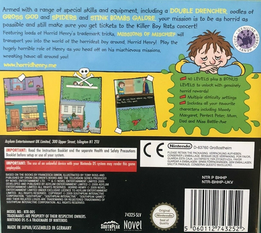 Horrid Henry : Missions of Mischief — Box back
