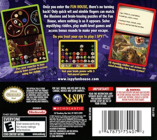 I Spy Fun House — Box back