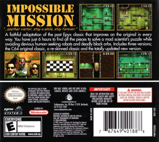 Impossible Mission — Box back