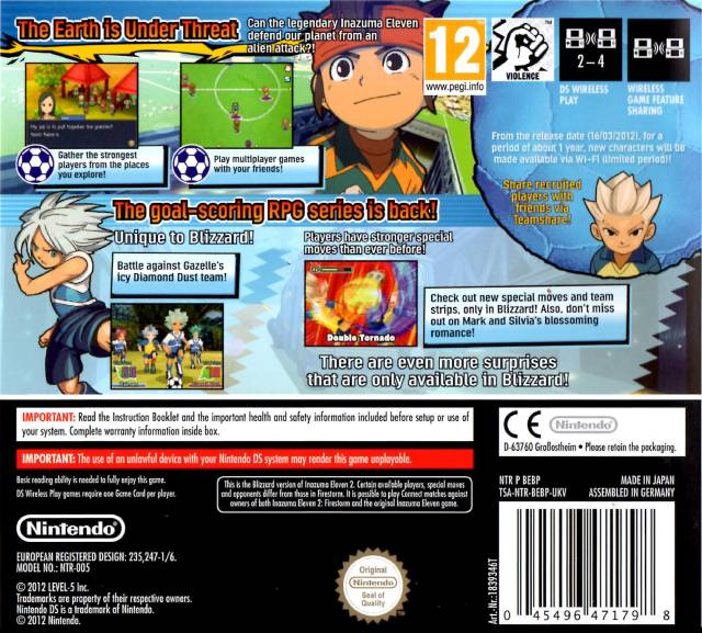 Inazuma Eleven 2 - Blizzard — Box back