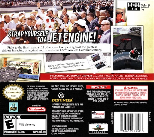 Indianapolis 500 Legends — Box back