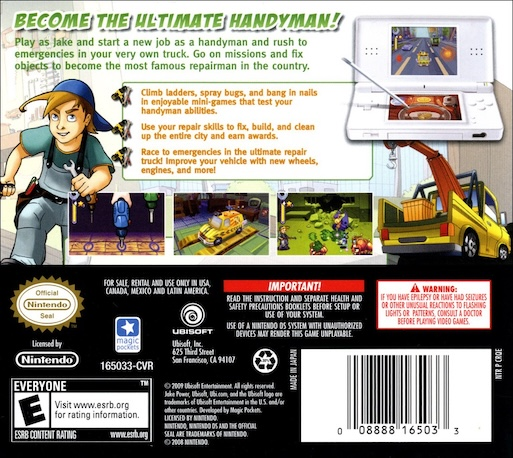 Jake Power: Handyman — Box back