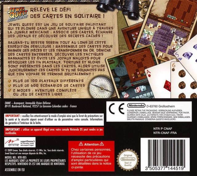Jewel Quest Solitaire — Box back