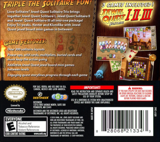 Jewel Quest Solitaire Trio — Box back