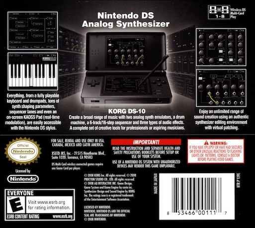 Korg DS-10 Synthesizer — Box back