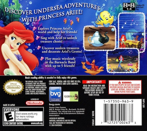 Little Mermaid, The - Ariel's Undersea Adventure — Box back