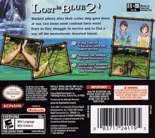 Lost In Blue 2 — Box back