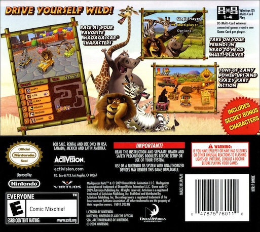 Madagascar Kartz — Box back