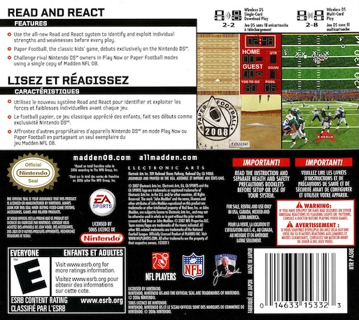 Madden NFL 08 — Box back