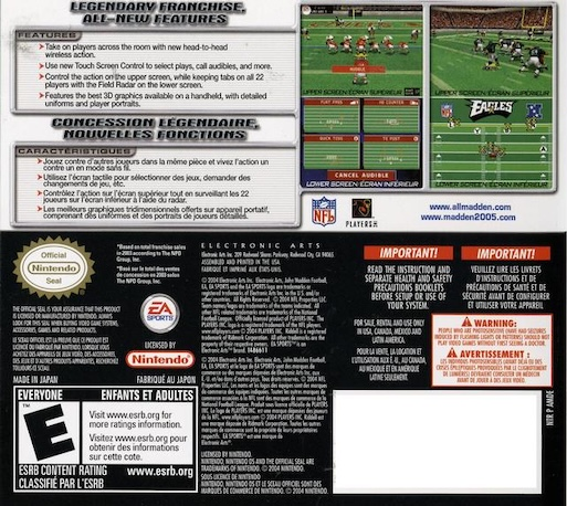 Madden NFL 2005 — Box back