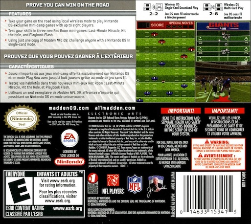 Madden Nfl 09 — Box back