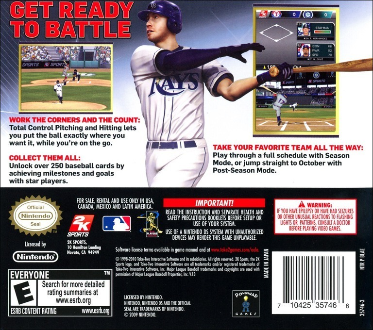 Major League Baseball 2k10 — Box back