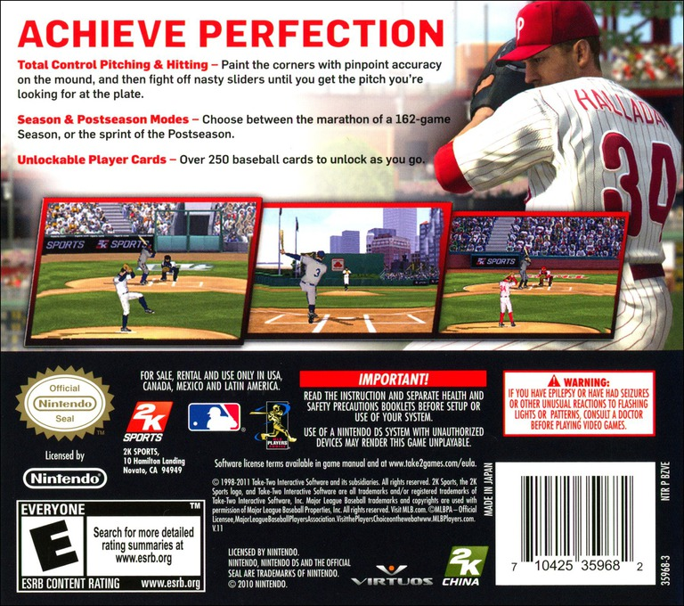 Major League Baseball 2k11 — Box back