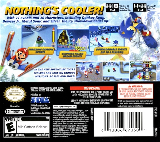 Mario & Sonic at the Olympic Winter Games — Box back