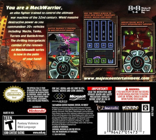 MechAssault : Phantom War — Box back