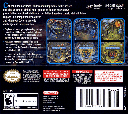 Metroid Prime Pinball — Box back
