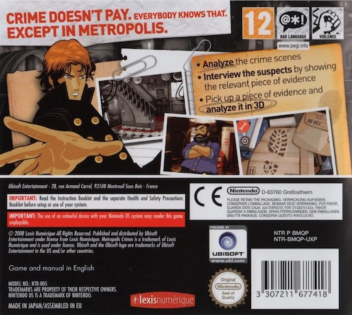 Metropolis Crime$ — Box back