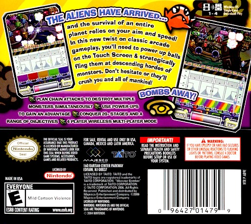 Monster Bomber — Box back