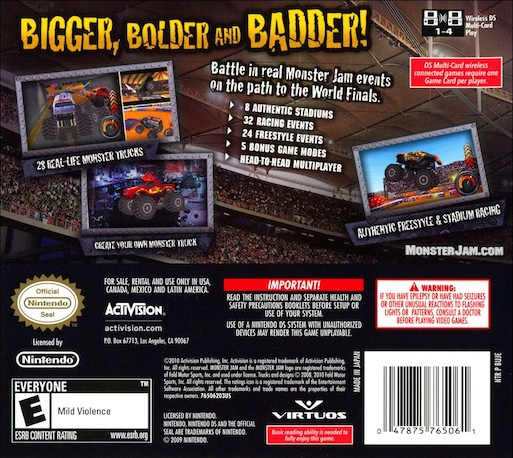 Monster Jam: Path of Destruction — Box back