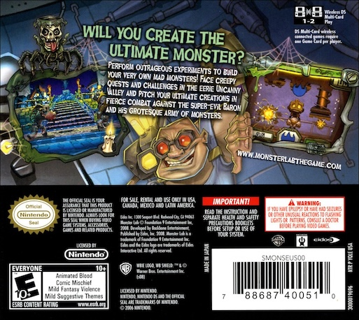 Monster Lab — Box back