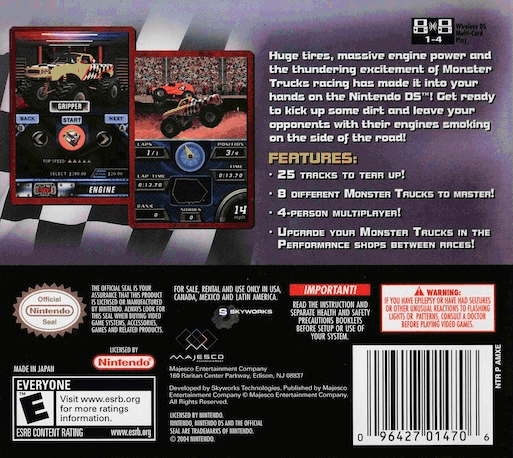 Monster Trucks Ds — Box back