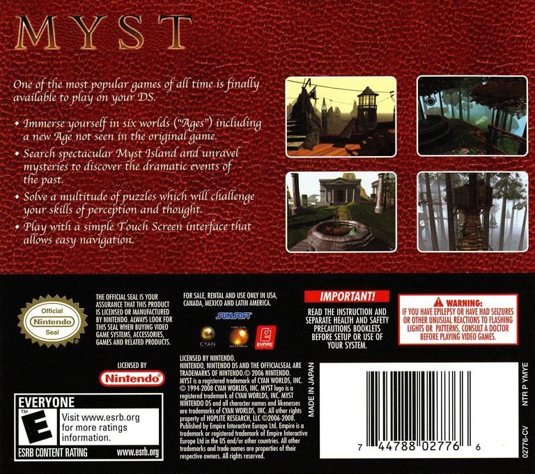 Myst — Box back