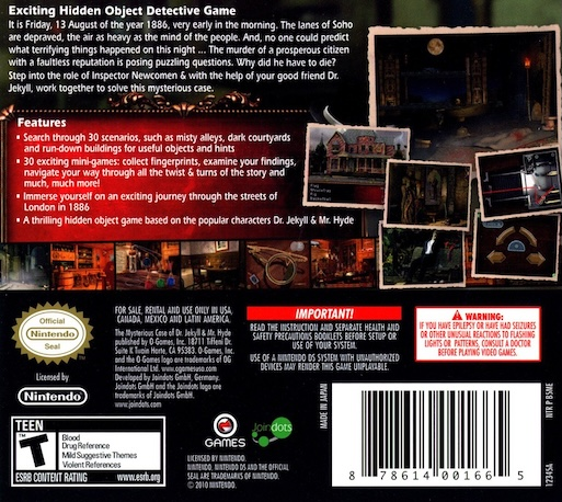 Mysterious Case of Dr. Jekyll & Mr Hyde — Box back