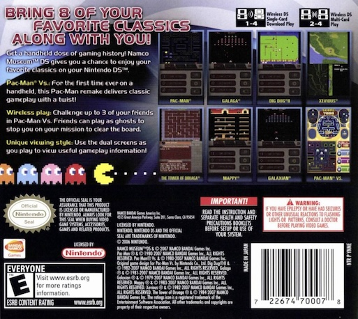 Namco Museum DS — Box back