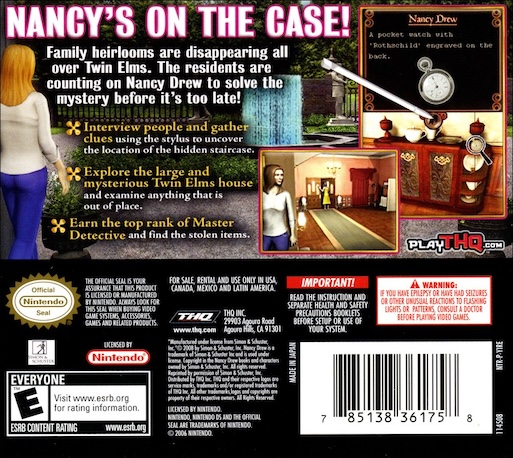 Nancy Drew - The Hidden Staircase — Box back