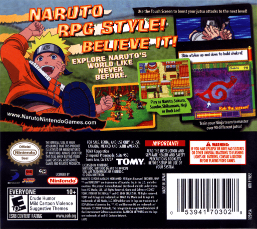 Naruto : Path of the Ninja — Box back