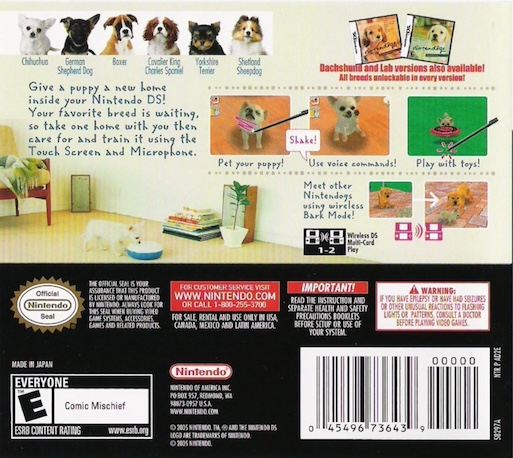 Nintendogs: Chihuahua & Friends — Box back