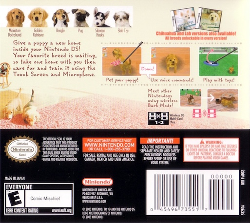 Nintendogs: Dachshund & Friends — Box back