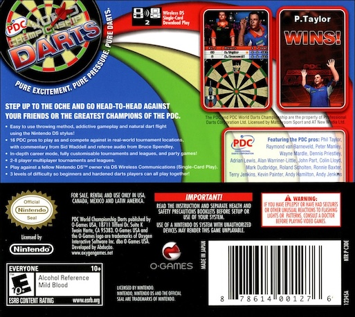 PDC World Championship Darts - The Official Video Game — Box back