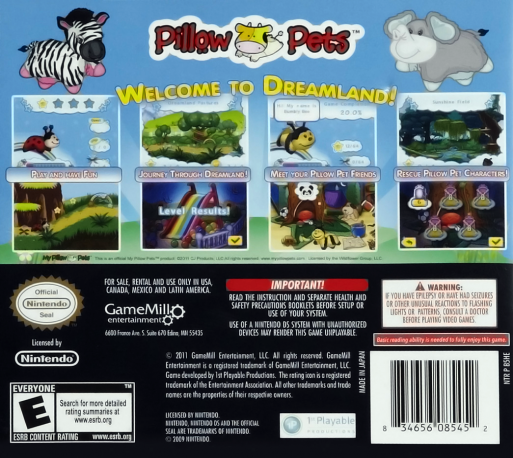 Pillow Pets — Box back