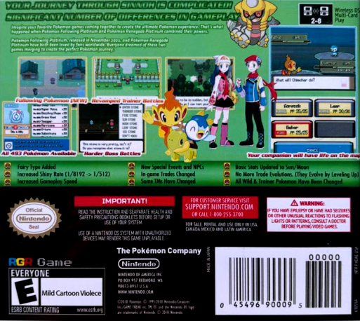 Pokemon Following Renegade Platinum — Box back
