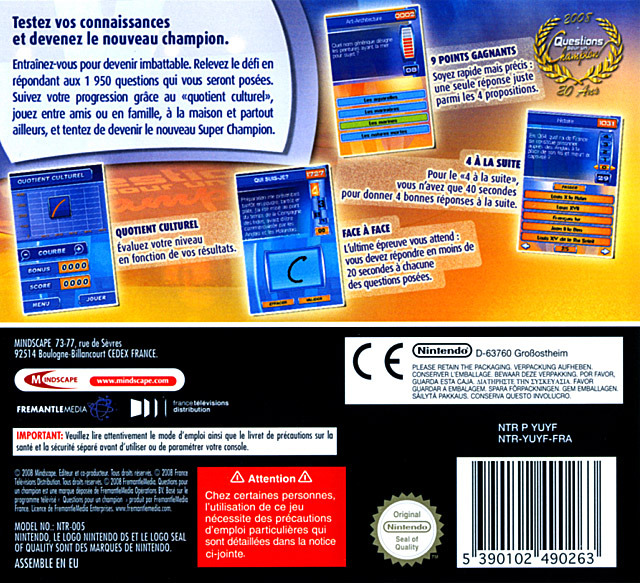 Questions pour un Champion — Box back