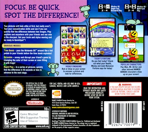 Quickspot — Box back