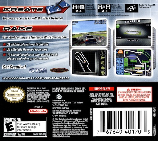 Race Driver: Create & Race — Box back