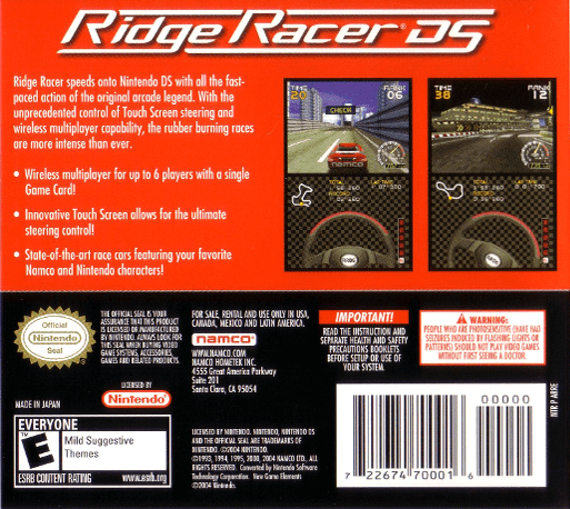 Ridge Racer DS — Box back
