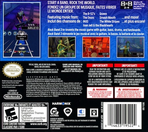 Rock Band 3 — Box back