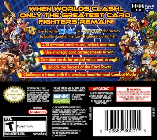 SNK vs. Capcom: Card Fighters DS — Box back