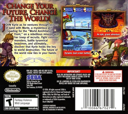 Sands Of Destruction — Box back