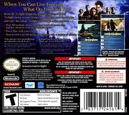 Scene It Twilight — Box back