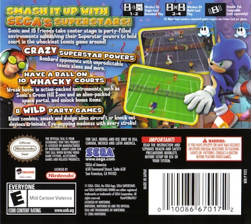 Sega Superstars Tennis — Box back