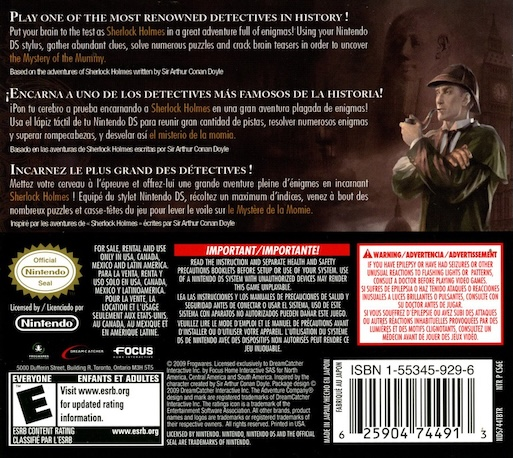 Sherlock Holmes : The Mystery of the Mummy — Box back