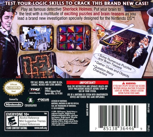 Sherlock Holmes and the Mystery of Osborne House — Box back