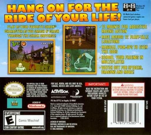 Shrek Smash n' Crash Racing — Box back