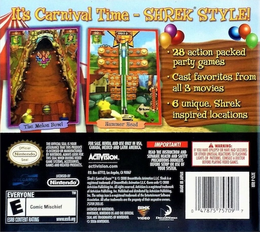 Shrek's Carnival Craze : Party Games — Box back