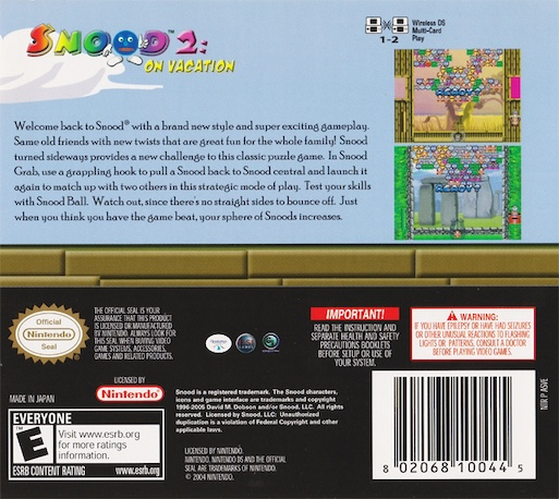 Snood 2: On Vacation — Box back